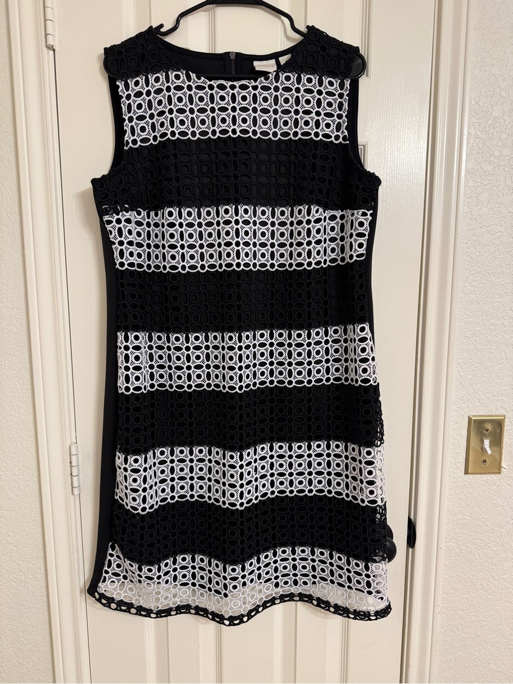 Chico's Black and White Crochet Detail Dress